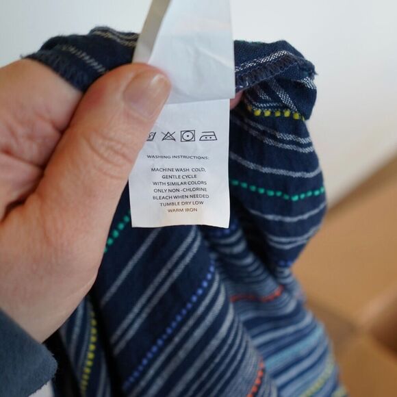 LAIA Anthropologie Nantucket Romper‎ Women Medium Striped Bell Sleeves Excellent - Picture 7 of 9